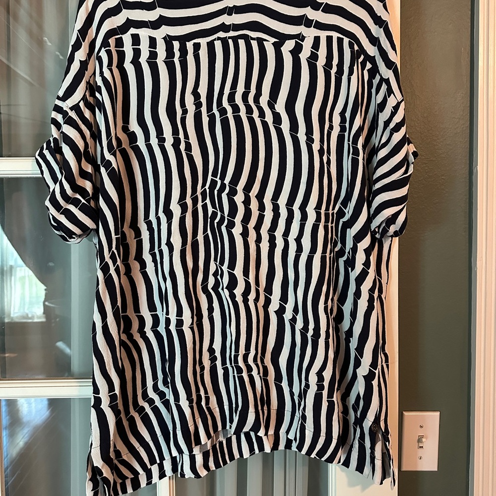 Qneel Women’s Nautical Top Navy And White Sz 14  Nordic Design